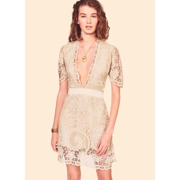 NWT LOVESHACKFANCY DANIELA LACE MINI DRESS - Picture 2 of 12